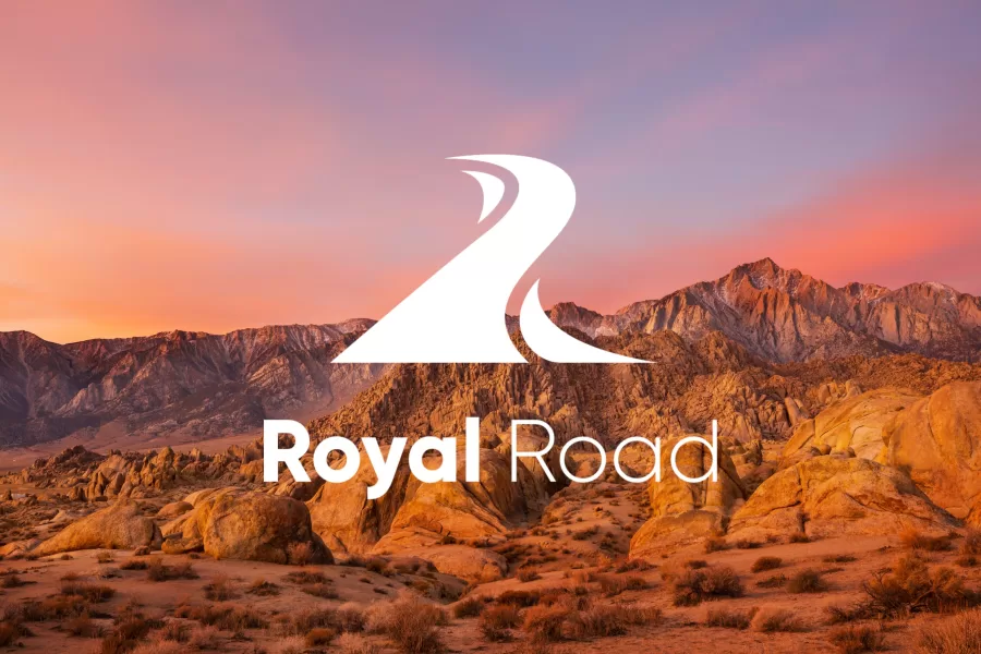 White logo on red sky 1